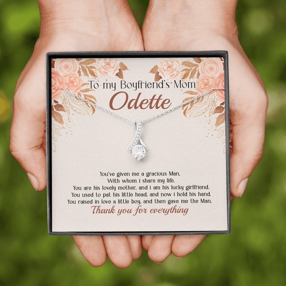 Personalized to My Boyfriend's Mom You've Given A Gracious Man Love Knot Pendant Necklace Personalized to My Boyfriend's Mom You've Given A Gracious Man Love Knot Pendant Necklace