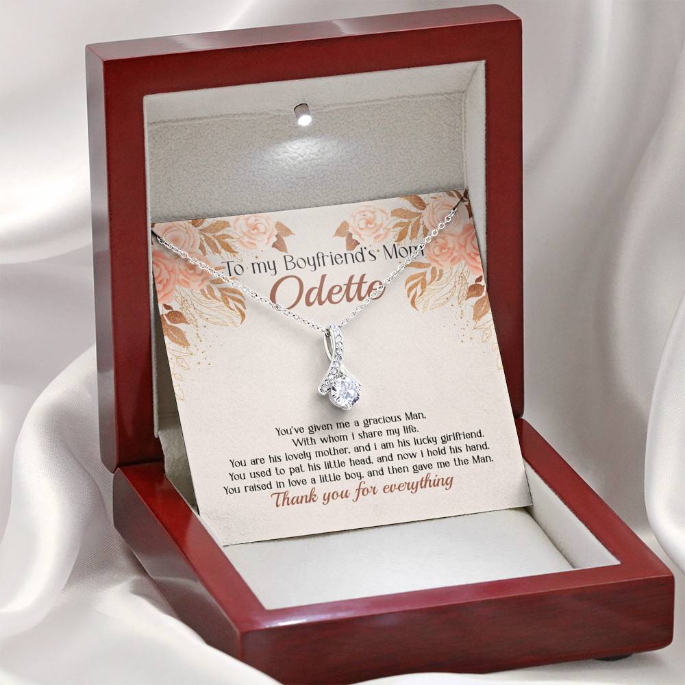 Personalized to My Boyfriend's Mom You've Given A Gracious Man Love Knot Pendant Necklace Personalized to My Boyfriend's Mom You've Given A Gracious Man Love Knot Pendant Necklace