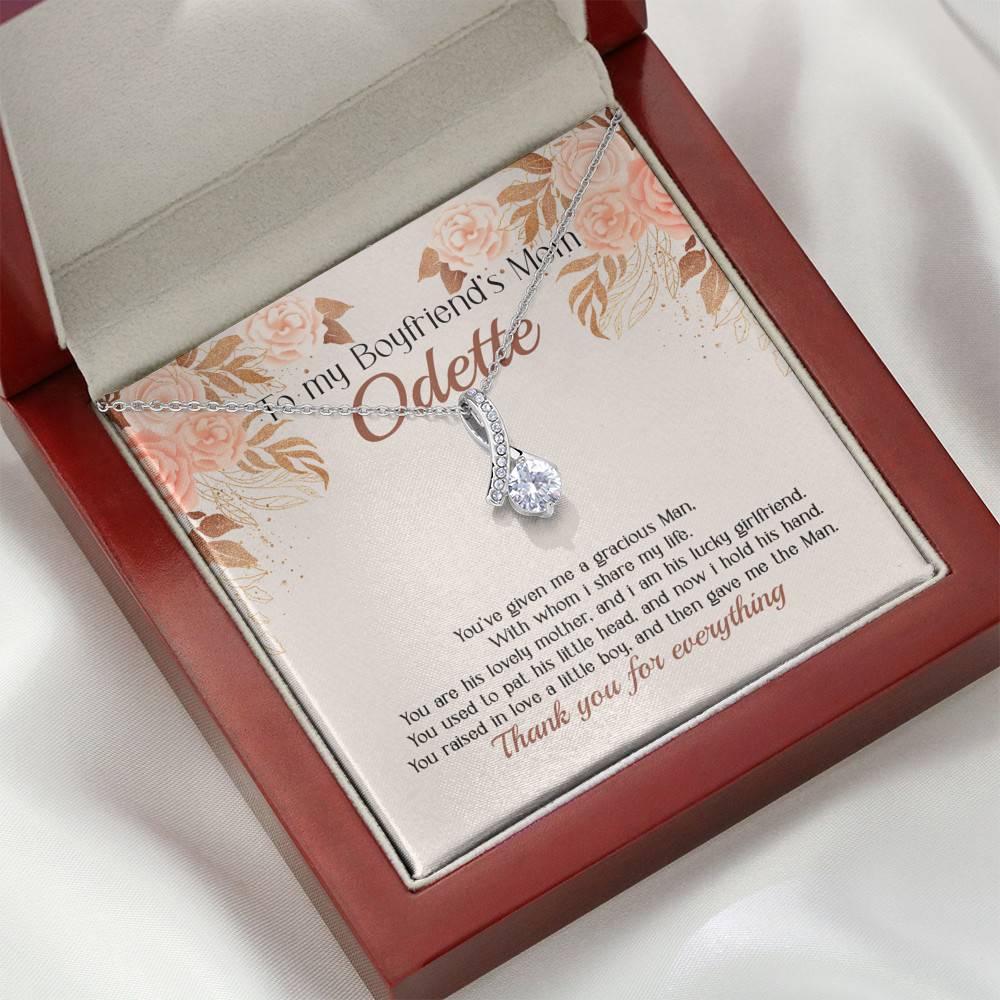 Personalized to My Boyfriend's Mom You've Given A Gracious Man Love Knot Pendant Necklace Personalized to My Boyfriend's Mom You've Given A Gracious Man Love Knot Pendant Necklace