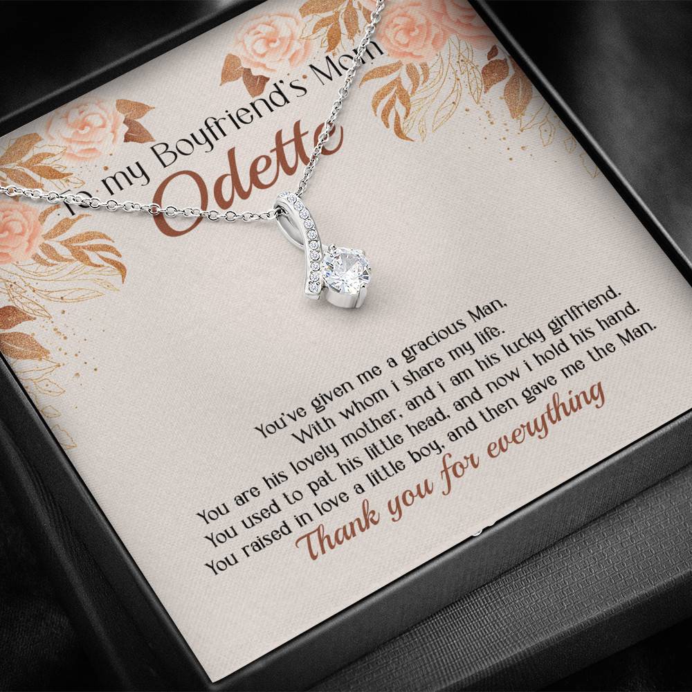 Personalized to My Boyfriend's Mom You've Given A Gracious Man Love Knot Pendant Necklace Personalized to My Boyfriend's Mom You've Given A Gracious Man Love Knot Pendant Necklace