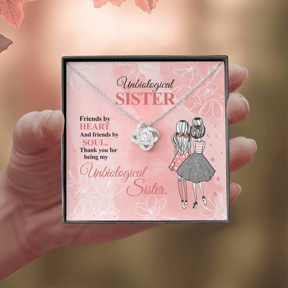 Unbiological Sister Friends by Heart and Friends by Soul Friendship Love Knot Pendant Necklace