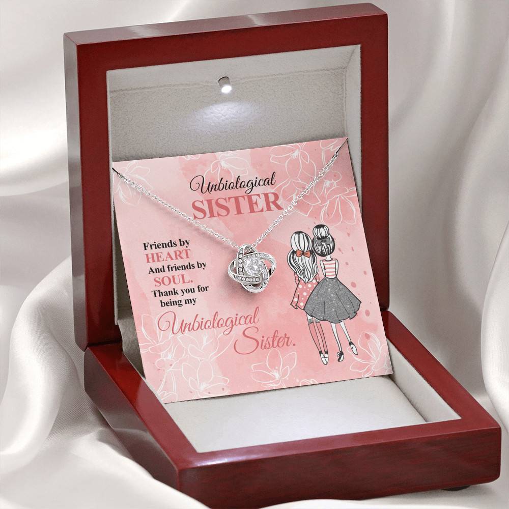Unbiological Sister Friends by Heart and Friends by Soul Friendship Love Knot Pendant Necklace
