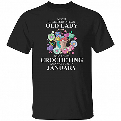 Old Lady January Shirt, Black, Unisex T-Shirt