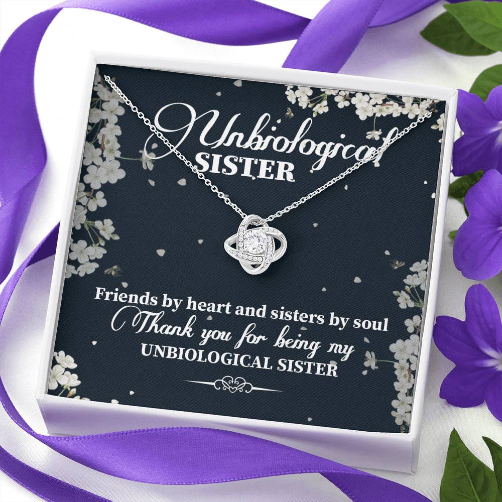 Unbiological Sister Friends By Heart And Sisters By Soul Love Knot Necklace - Bestie Gifts for Women Jewelry
