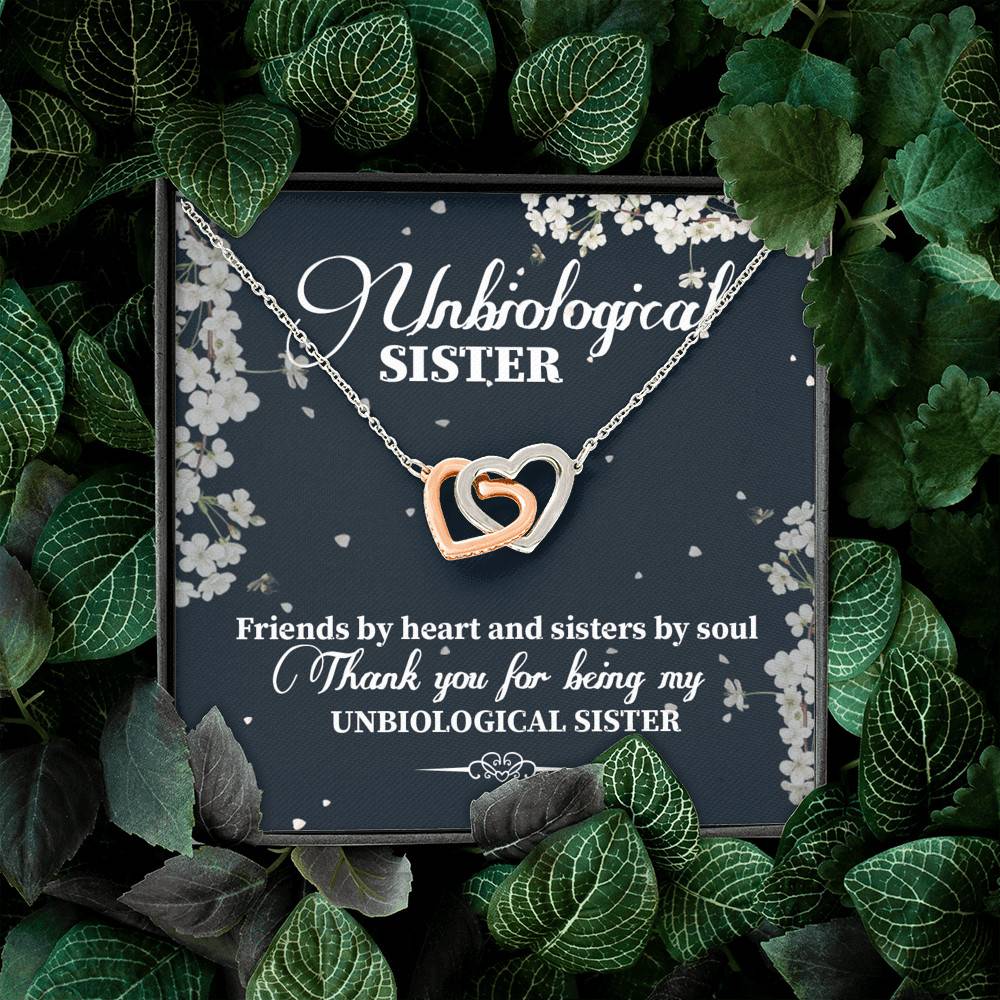 Unbiological Sister Friends By Heart And Sisters By Soul Interlocking Hearts Pendant Necklace - Bestie Gifts Jewelry