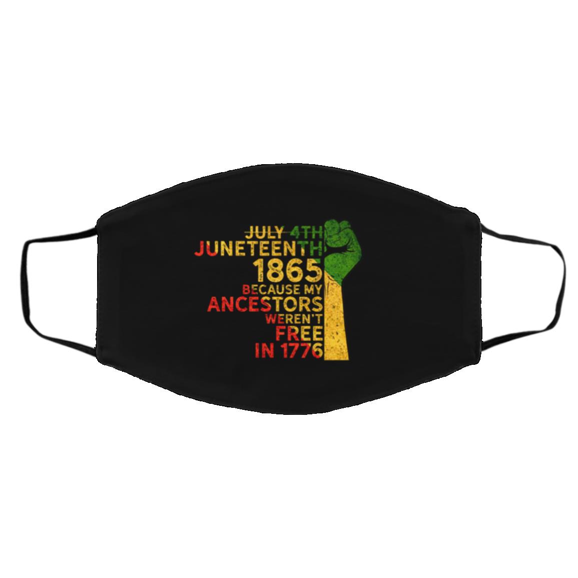 July 4th June-teenth, Black, Cloth Face Cover – Medium/Large