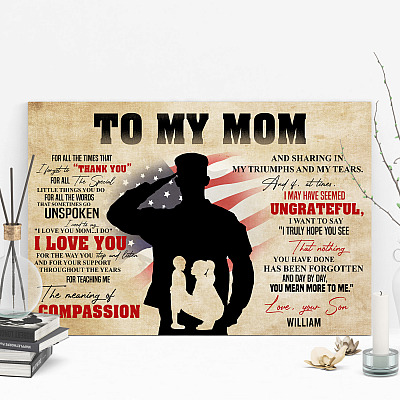 Personalized Military US Soldier To My Mom For All The Times I Forgot To Thank You Canvas - Unframed Poster
