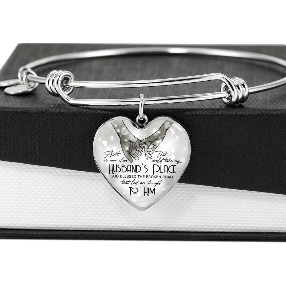 Ain't No Man Alive That Could Take My Husband's Place God Blessed Led Me Straight To Him Heart Pendant Necklace