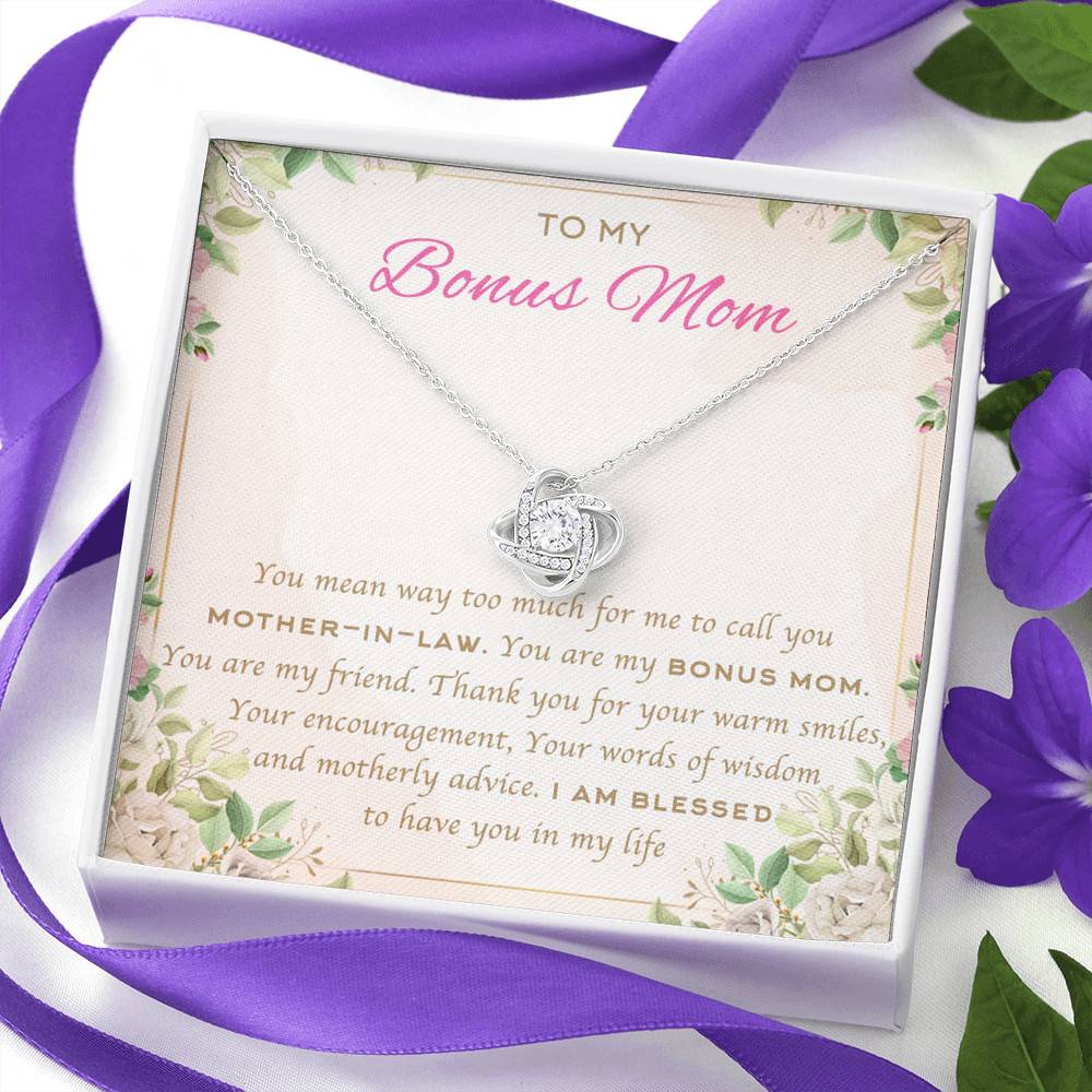 To My Bonus Mom You Mean Way Too Much For Me To Call You Mother In Law Love Knot Necklace