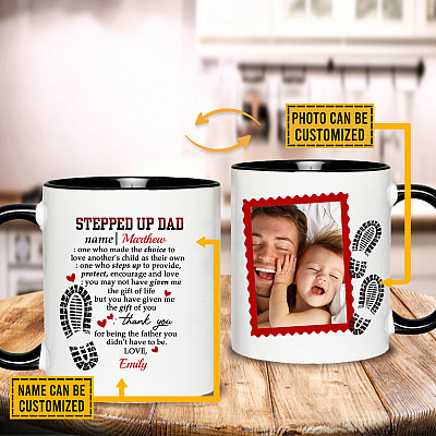 Alternative view of Custom Photo Stepped Up Dad One Who Made The Choice To Love Another's Child Print On 2 Sides Accent Coffee Mug