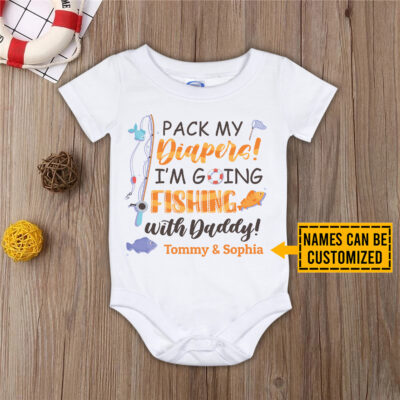 Alternative view of Personalized Pack My Diapers baby Personalized Pack My Diapers I'm Going Fishing with Daddy Baby Onesie