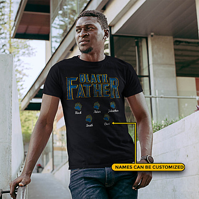 Personalized Black Father T-shirt Black Panther Names - Personalized Dad T-shirt - Custom Dad Shirt