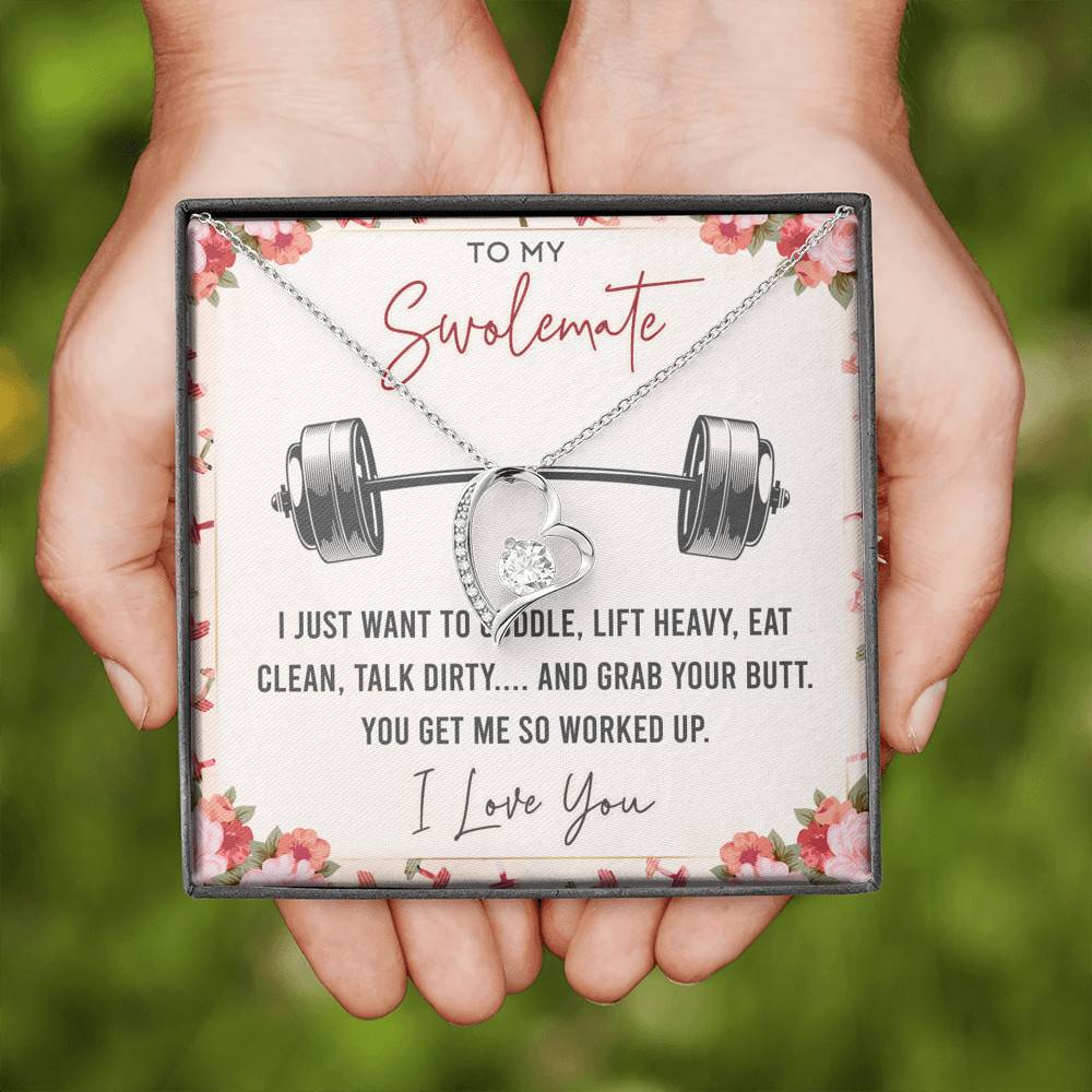 To My Swolemate I Just Want To Cuddle Lift Heavy Eat Clean Talk Dirty Funny Forever Love Heart Pendant Necklace