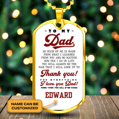 Alternative view of Personalized To My Dad Thank You For Everything Dog Tag Pendant Necklace - I Love You Dad Necklace