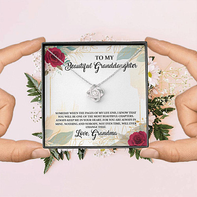 To My Beautiful Granddaughter You Will Be One Of The Most Beautiful Chapters Love Knot Pendant Necklace