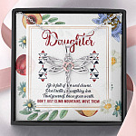 Daughter Life Is Full Of Ups And Downs Don't Just Climb Mountain Move Them Dragonfly Pendant Necklace