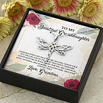 To My Beautiful Granddaughter You Will Be One Of The Most Beautiful Chapters Dragonfly Pendant Necklace