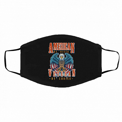 Patriotic Gift American by Birth, Black, Cloth Face Cover – Medium/Large