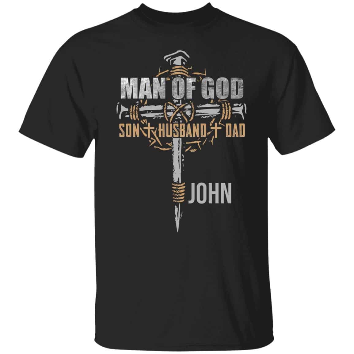1N.Man Of God Personalized, Black, Unisex T-Shirt