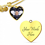 Personalized Custom Photo A Piece Of My Heart Lives In Heaven Memorial Heart Pendant Necklace - Bangle