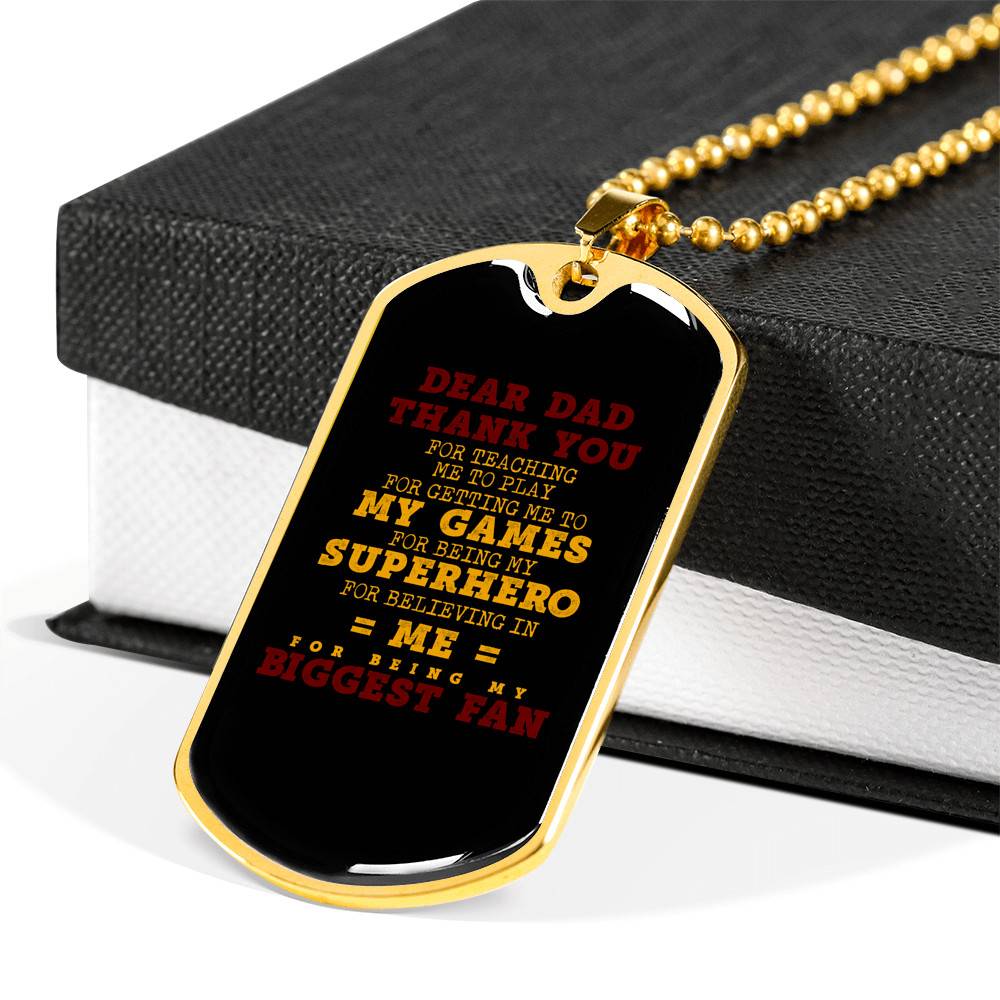 Dear Dad Thank You for Being My Biggest Fan Dog Tag Pendant Necklace - Father Son Necklace Dear Dad Thank You for Being My Biggest Fan Dog Tag Pendant Necklace - Father Son Necklace