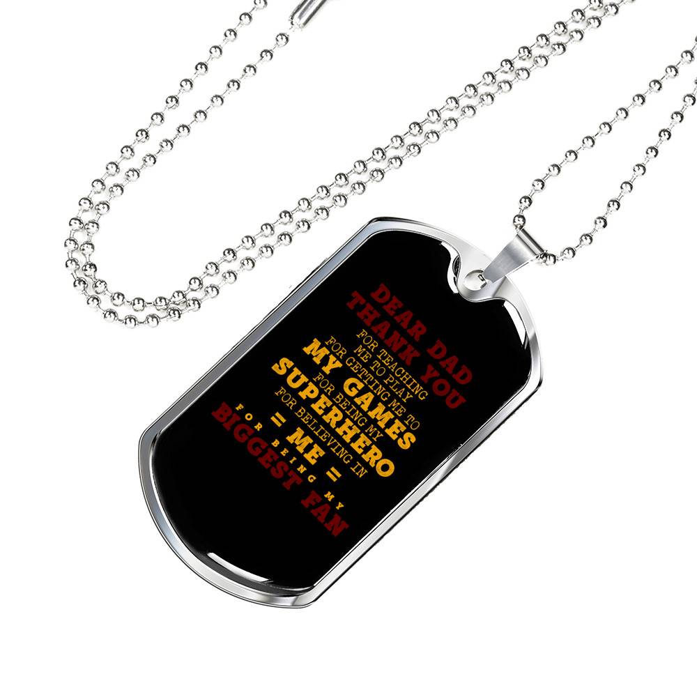 Dear Dad Thank You for Being My Biggest Fan Dog Tag Pendant Necklace - Father Son Necklace Dear Dad Thank You for Being My Biggest Fan Dog Tag Pendant Necklace - Father Son Necklace