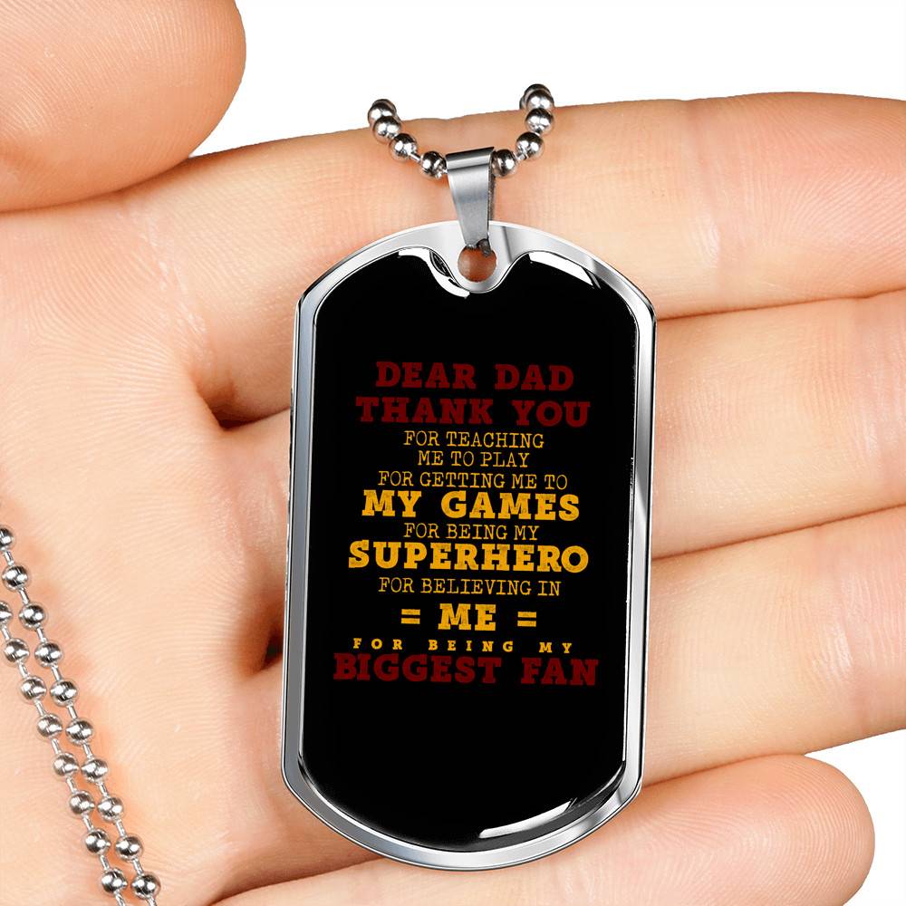 Dear Dad Thank You for Being My Biggest Fan Dog Tag Pendant Necklace - Father Son Necklace Dear Dad Thank You for Being My Biggest Fan Dog Tag Pendant Necklace - Father Son Necklace