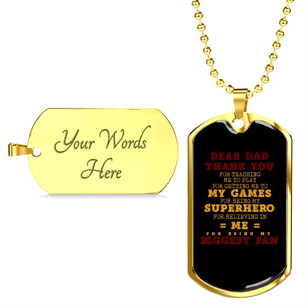 Dear Dad Thank You for Being My Biggest Fan Dog Tag Pendant Necklace - Father Son Necklace Dear Dad Thank You for Being My Biggest Fan Dog Tag Pendant Necklace - Father Son Necklace