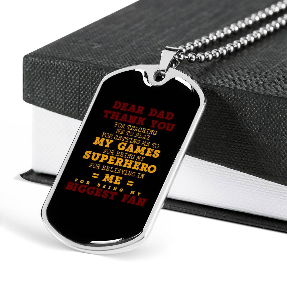 Dear Dad Thank You for Being My Biggest Fan Dog Tag Pendant Necklace - Father Son Necklace Dear Dad Thank You for Being My Biggest Fan Dog Tag Pendant Necklace - Father Son Necklace