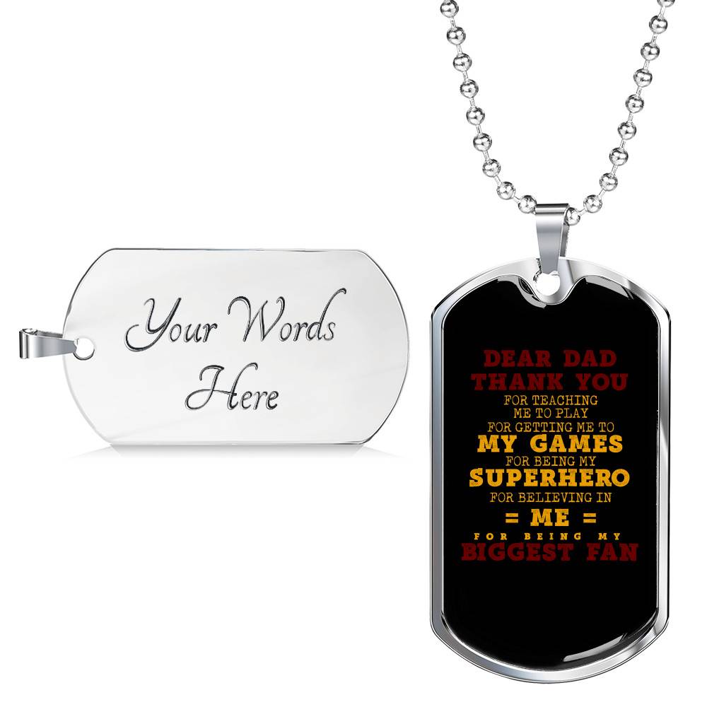 Dear Dad Thank You for Being My Biggest Fan Dog Tag Pendant Necklace - Father Son Necklace Dear Dad Thank You for Being My Biggest Fan Dog Tag Pendant Necklace - Father Son Necklace