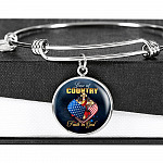 Christian Love of Country Faith in God Patriotic Heart Cross American Flag Circle Pendant Necklace