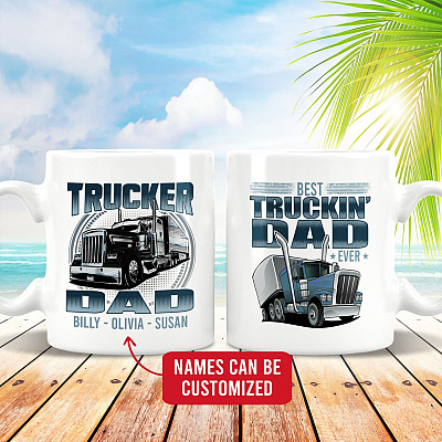 Alternative view of Personalized Best Truckin' Dad Ever Coffee Mug - Beer Stein - Water Bottle - Color Changing Mug