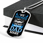 Personalized We Hooked The Best Bonus Dad Dog Tag Pendant Necklace - Bonus Dad Dog Tags
