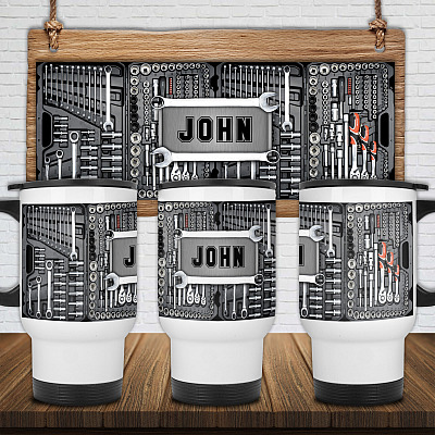 14 oz. White Travel Mug