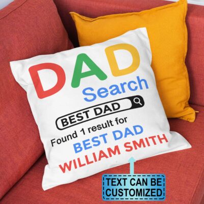 Personalized Best Dad Search Throw Pillow - Decorative Pillow - Indoor Outdoor Cushion