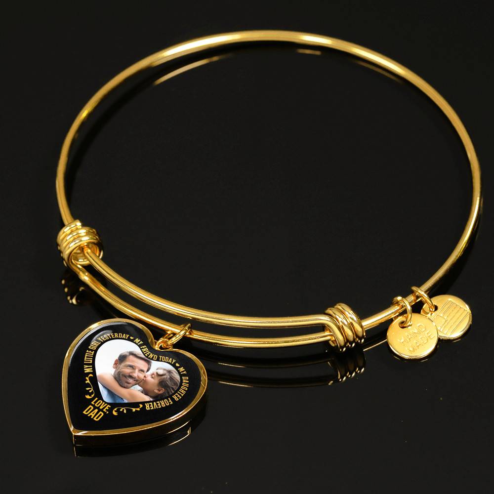 Personalized Photo My Little Girl Yesterday My Friend Today My Daughter Forever Heart Pendant Necklace