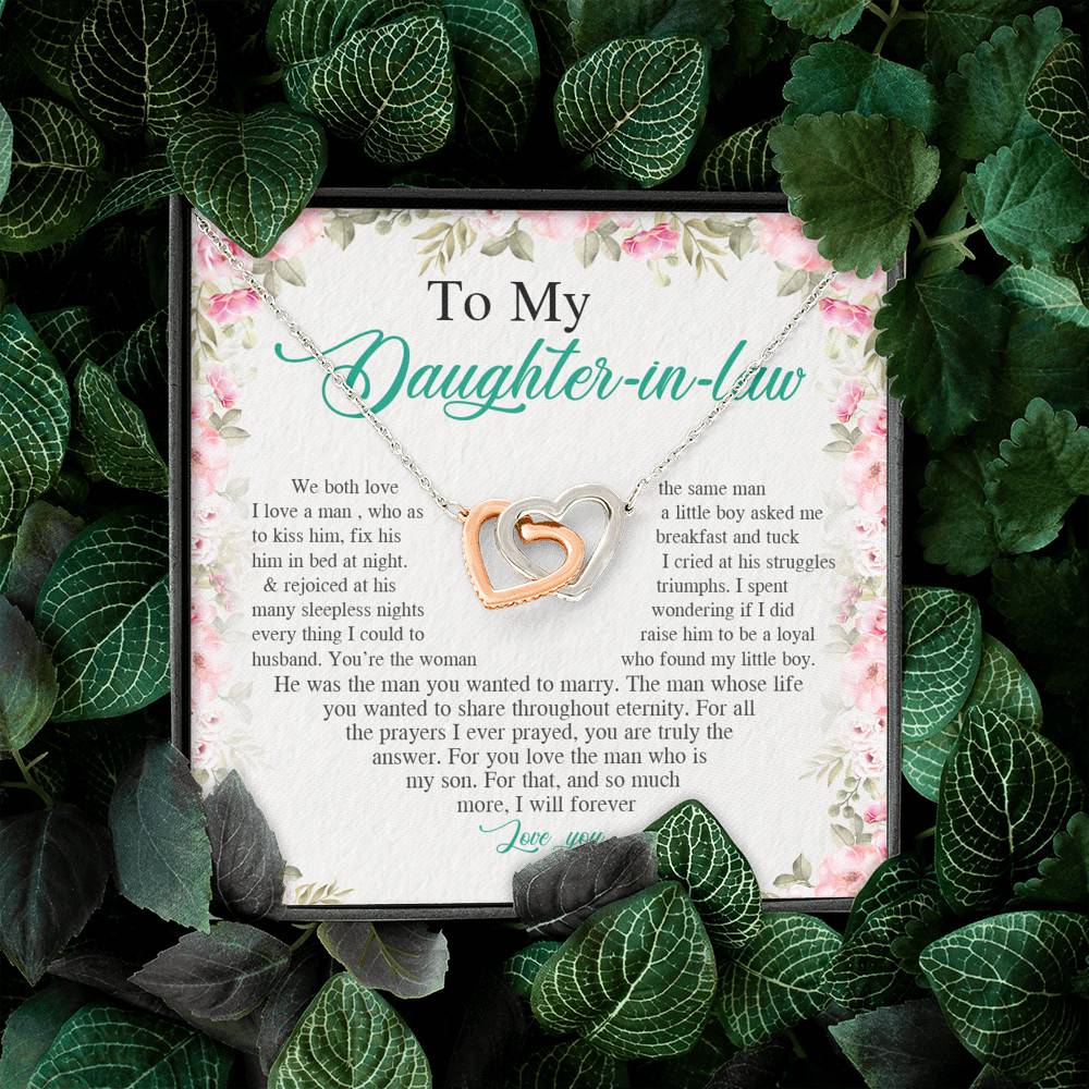 From Mother in Law to My Daughter in Law We Both Love the Same Man Interlocking Hearts Pendant Necklace