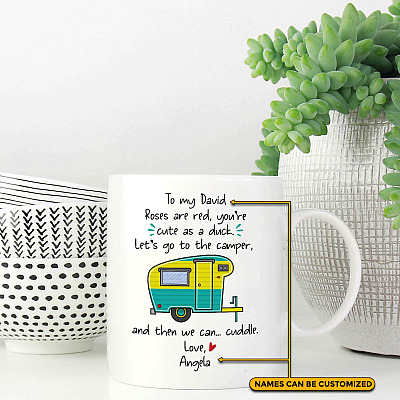 Personalized To My Husband Roses Are Red You're Cute As A Duck Camping Ceramic Coffee Mug - Water Bottle