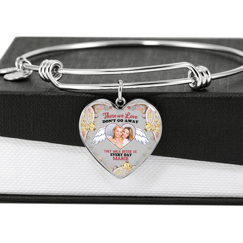 Custom Photo Those We Love Don't Go Away They Walk Beside Us Everyday Heart Pendant Necklace