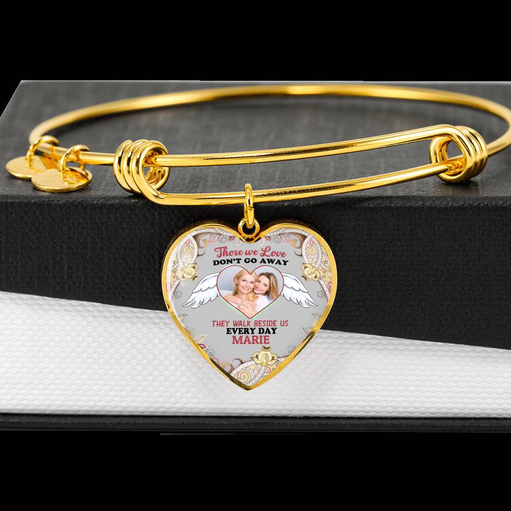 Custom Photo Those We Love Don't Go Away They Walk Beside Us Everyday Heart Pendant Necklace