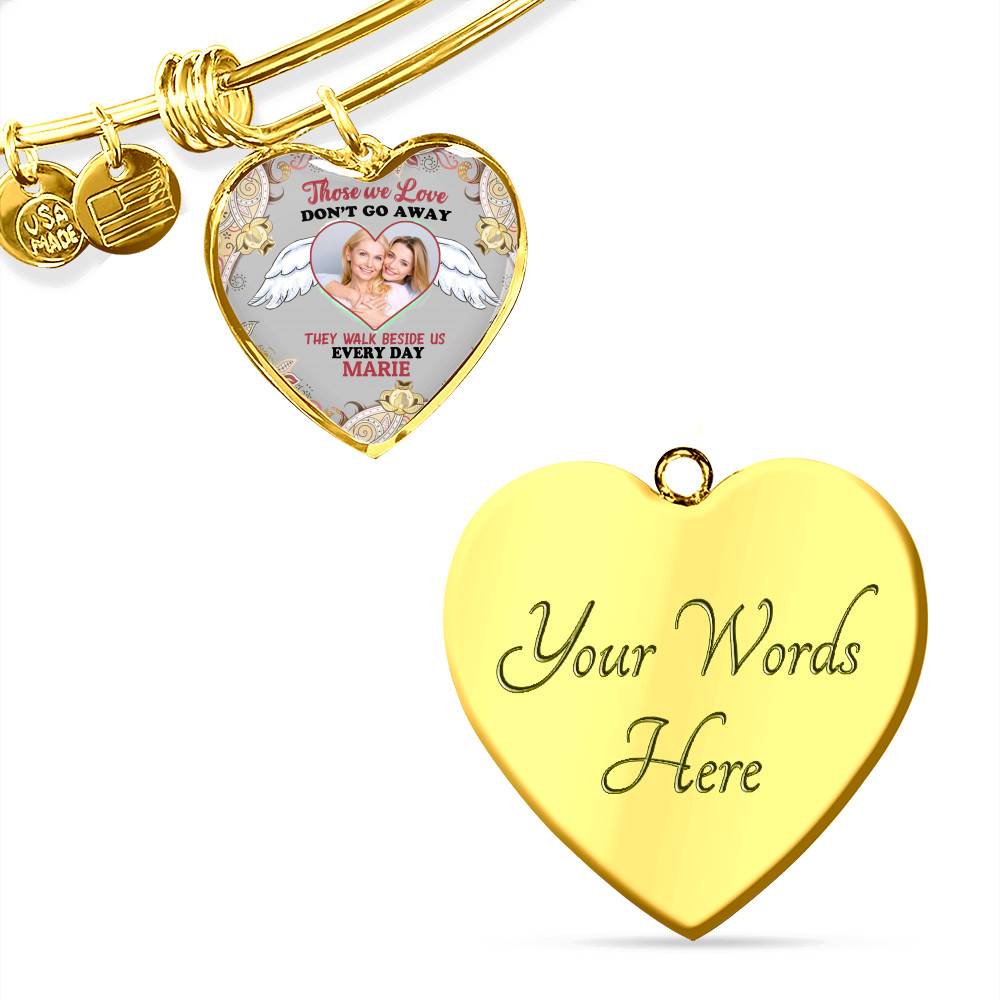 Custom Photo Those We Love Don't Go Away They Walk Beside Us Everyday Heart Pendant Necklace