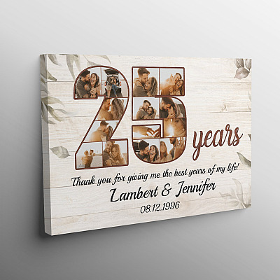 Alternative view of Personalized Photo 25 Years Anniversary - 25th Wedding Anniversary Custom Photo Framed Canvas - Unframed Poster