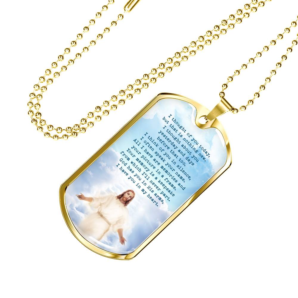 Christian Necklace God Has You in His Arms I Have You in My Heart Dog Tag Pendant Necklace