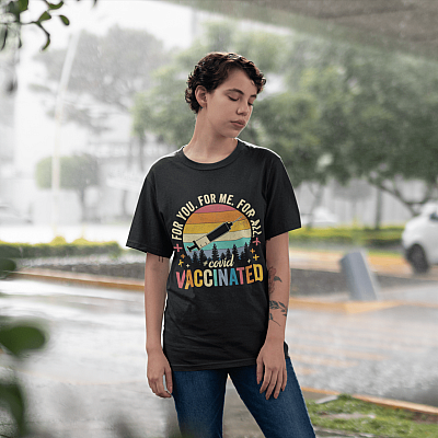 Alternative view of Vintage for You for Me for All Covid Vaccinated T-Shirt - Pro Vaccine Gifts Shirt