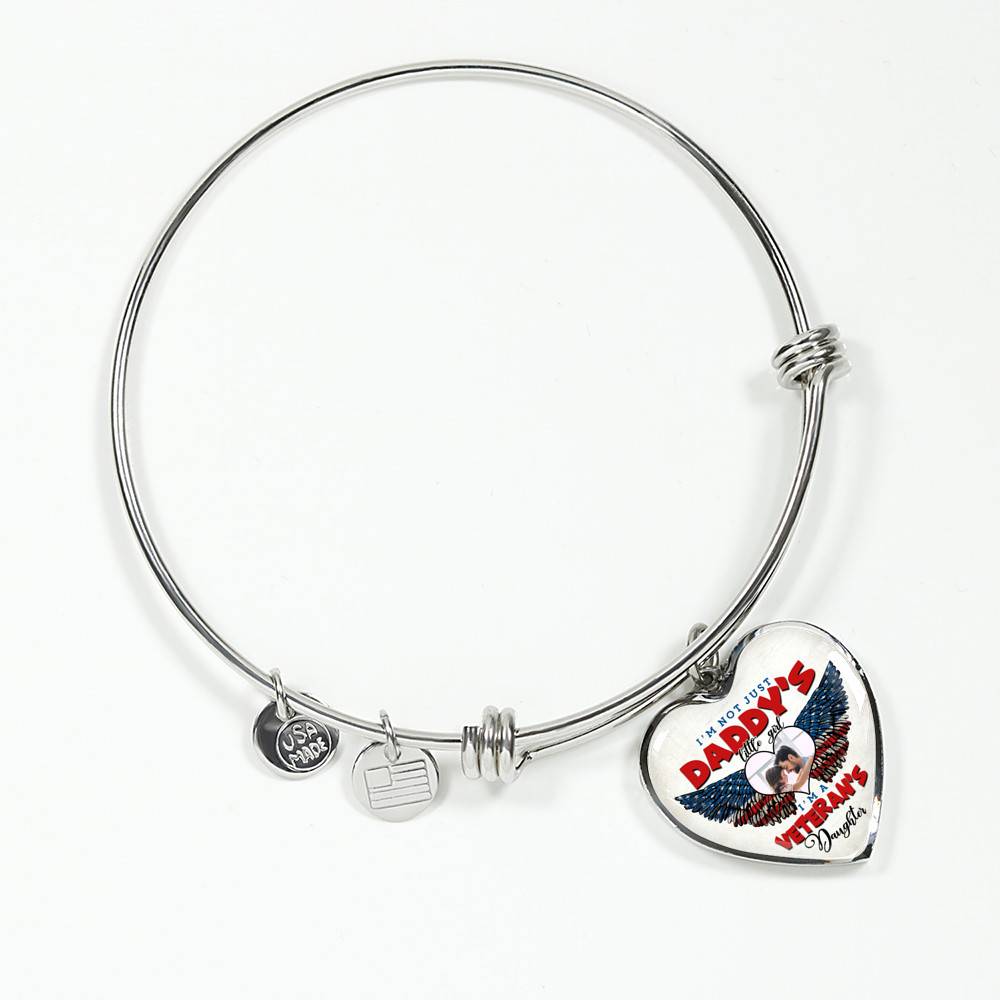 Personalized Photo I'm Not Just Daddy Little's Girl I'm A Veteran's Daughter Heart Pendant Necklace - Bangle