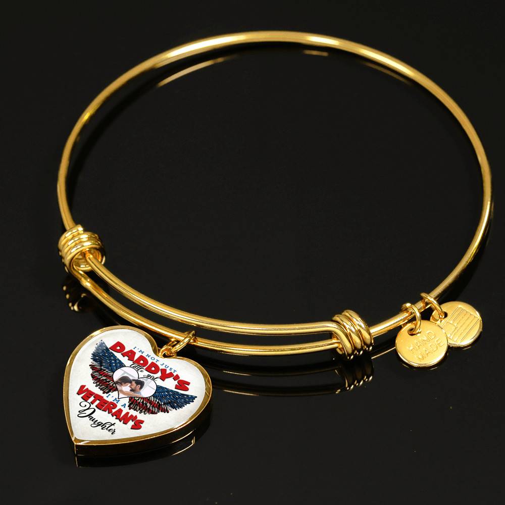 Personalized Photo I'm Not Just Daddy Little's Girl I'm A Veteran's Daughter Heart Pendant Necklace - Bangle