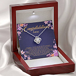 Personalized Congratulations To My Daughter Love Knot Pendant Necklace - Congrats Daughter Necklace