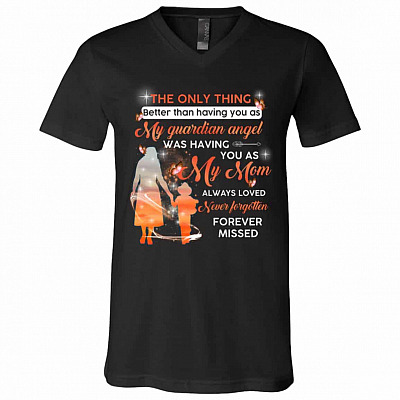 mom, Black, V-Neck T-Shirt