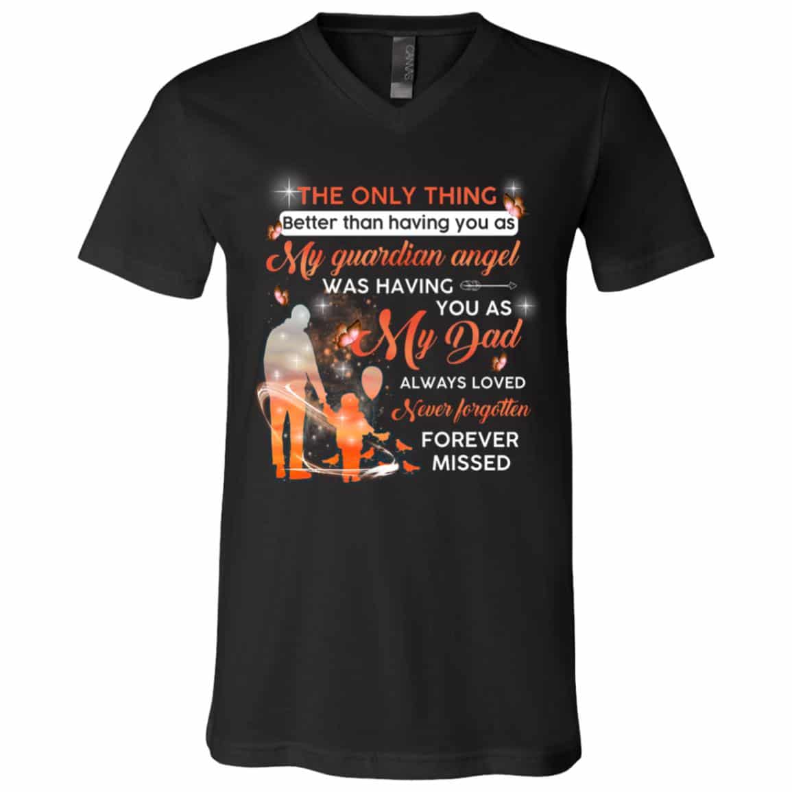 dad, Black, V-Neck T-Shirt