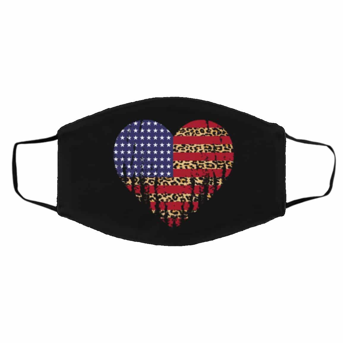 American Flag Leopard, White, Cloth Face Cover – Medium/Large